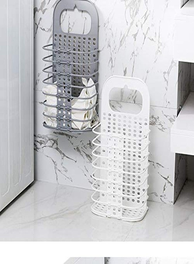 BHAVENA Wall Mounted Bathroom Hanging Mesh Laundry Basket Toiletry Organization Washing Bin Home Portable Magic Sticker Plastic Laundry Hamper Bag for Bathroom Bedroom Dirty Clothes (Multi Color) (2) - Image 4